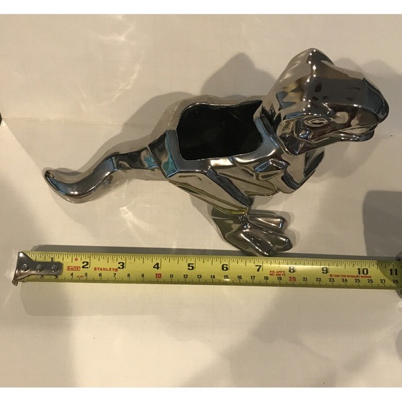 Chrome Dinosaur Trex Tyrannosaurus Rex Planter Pot - Picture 7 of 10